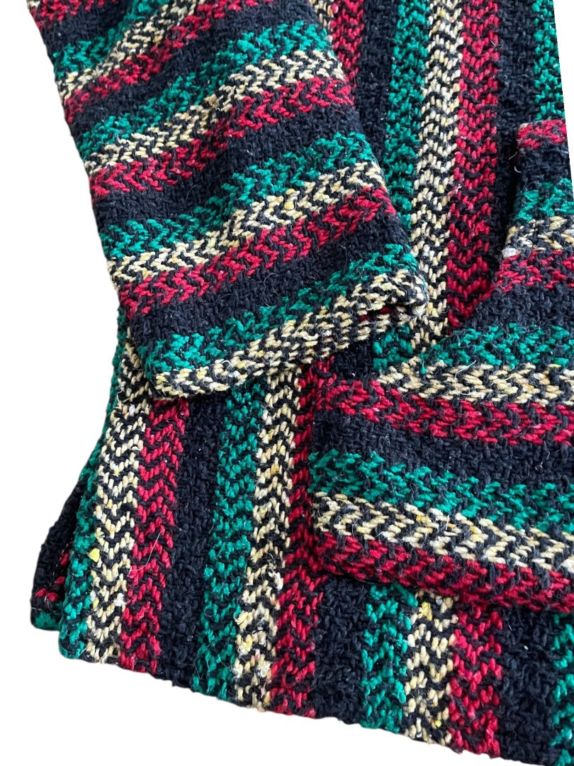 XL Baja Joe Warm Yourself Not the Earth Striped Rasta Hippie Hoodie Pocket
