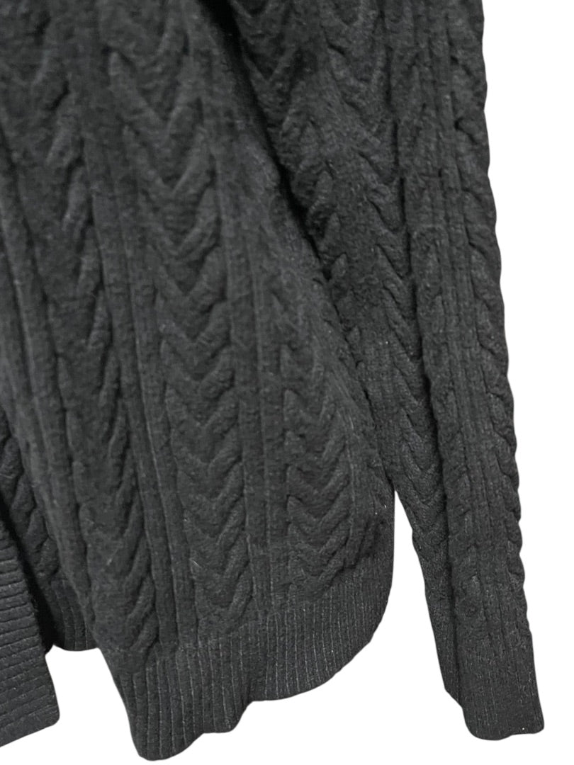XL Cyrus Cable Knit Open Cardigan Sweater Black Womens