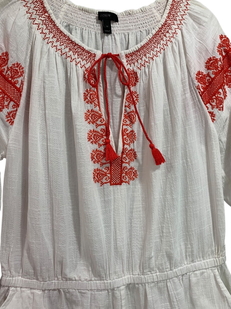 Medium J.Crew Womens Embroidered Beach Romper Cotton Sheer G6587