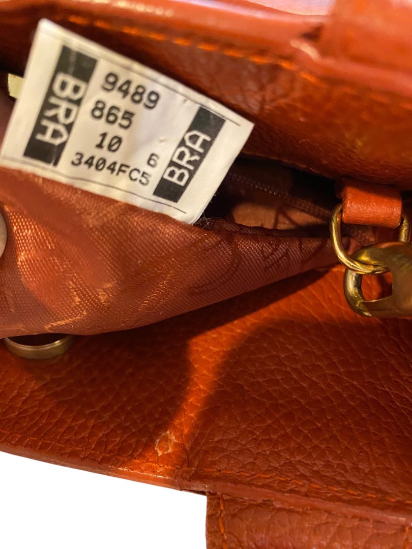 Furla Rust Pebbled Leather Handbag Satchel Shoulder Strap Italy