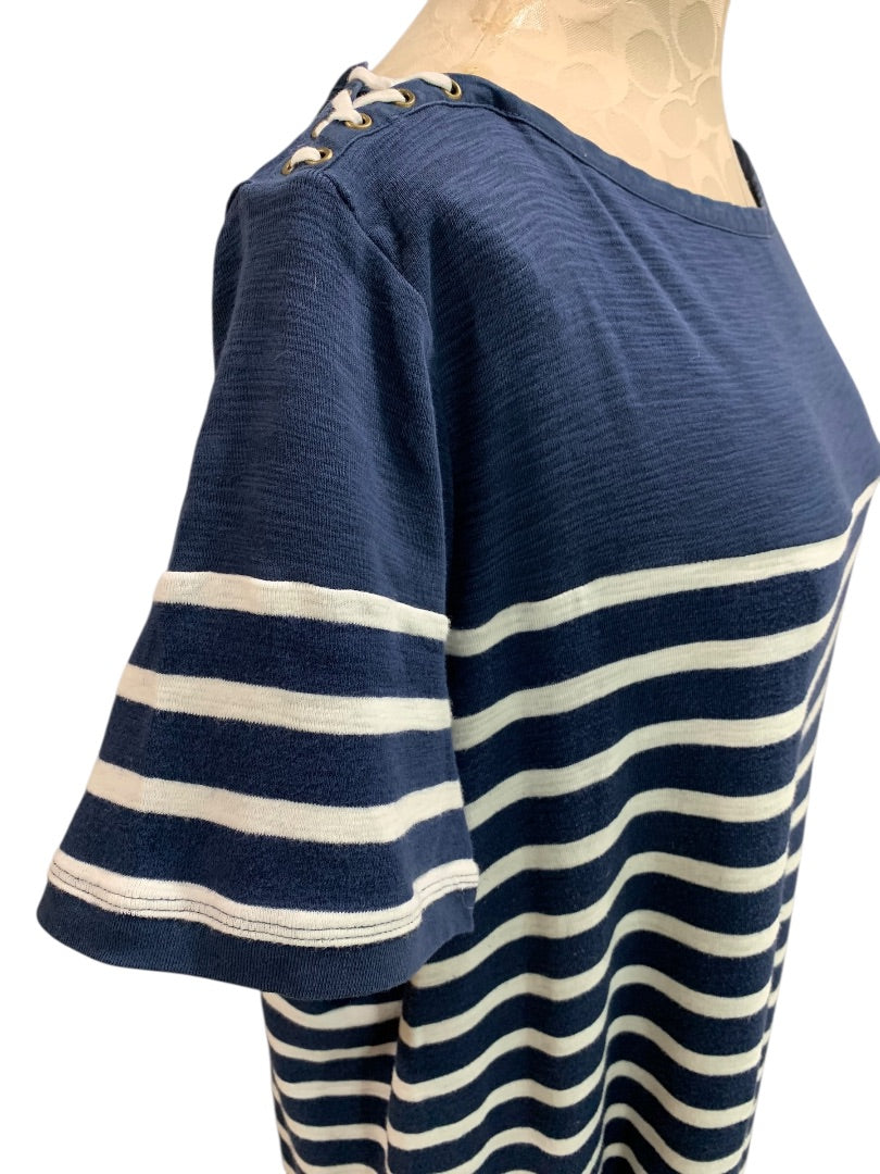 3X Lauren Jeans Co. Pullover Striped Tshirt Dress Navy White Cotton