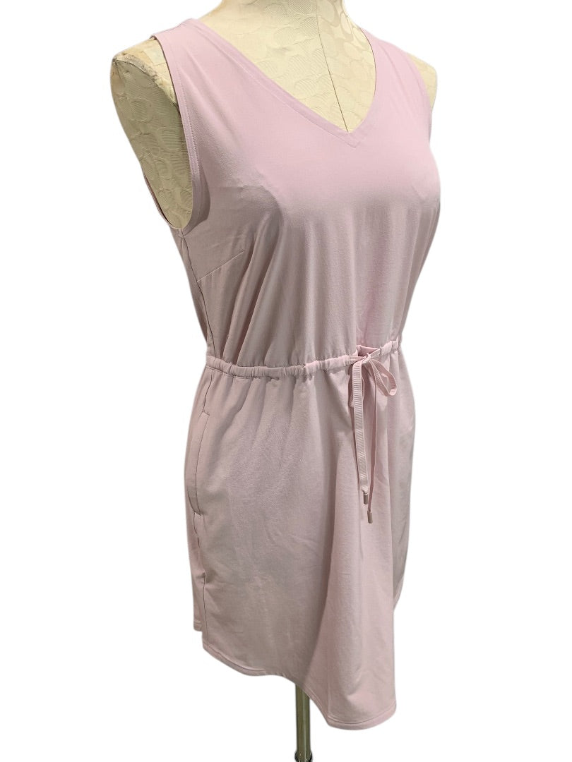 Small Petite Eddie Bauer Womens Pink Dress Elastic Drawstring Waist Pockets