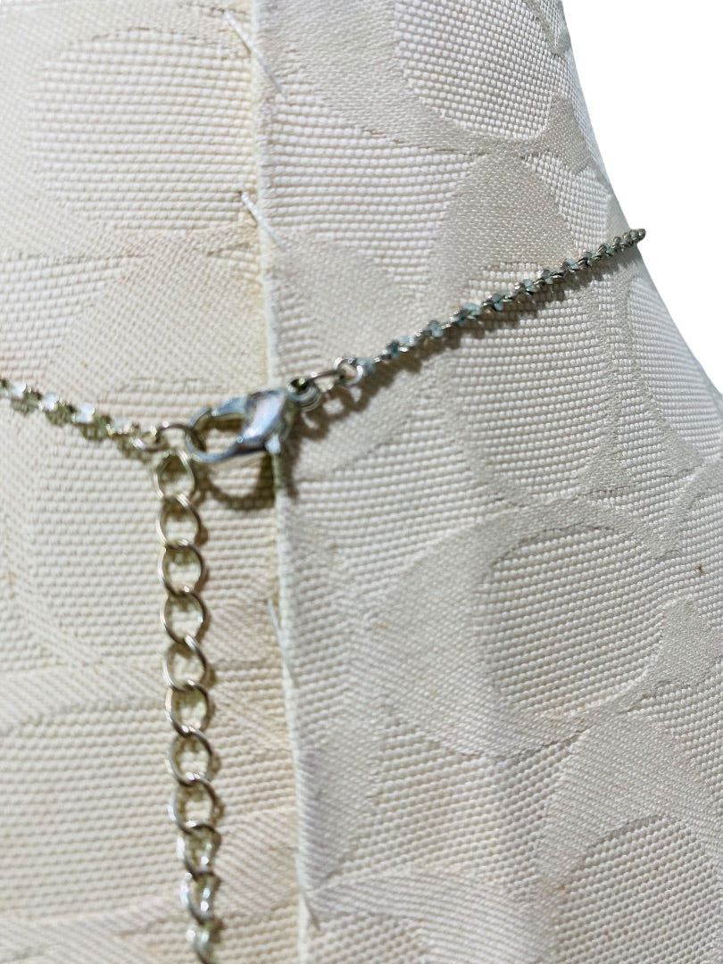 Icing Rhinestone Necklace Silvertone Delicate 16-19" Lobster Clasp