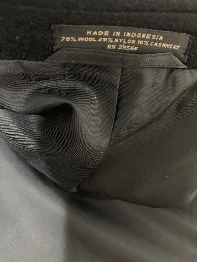 Size 50R Marlboro Ltd Mens Cashmere Wool Blend Black Overcoat