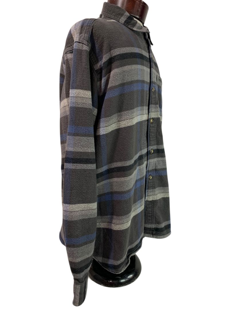 XL Columbia Mens Pitchstone Heavy Weight Flannel Shirt Gray Plaid