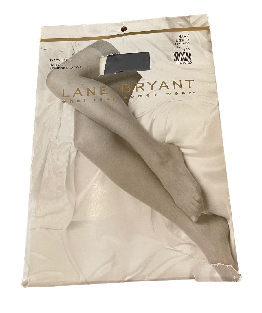 Size B Lane Bryant Daysheer Navy Blue Plus Size Invisible Reinforced Toe Pantyhose