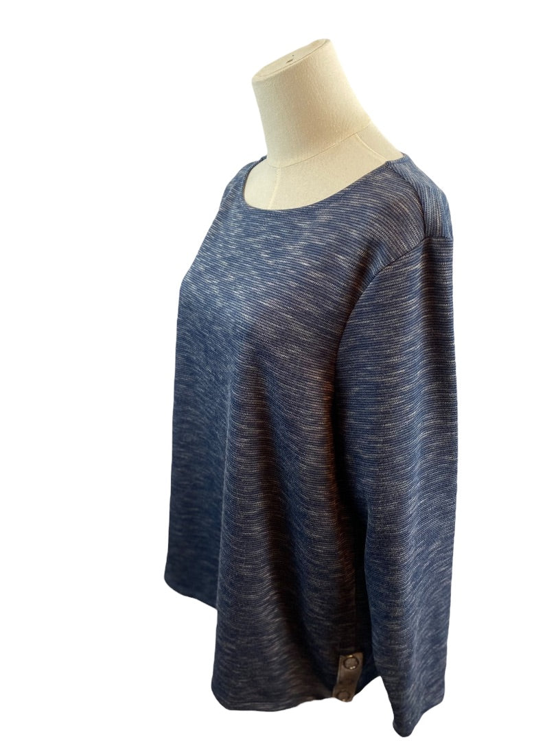 XL Weekends by Chico's Women's Blue Round Neck Casual Pullover Shirt