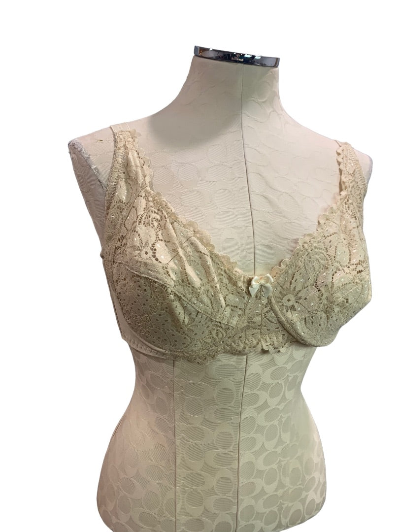 38DD Light Beige Women's New Underwire Push Up Bra Lace Trim