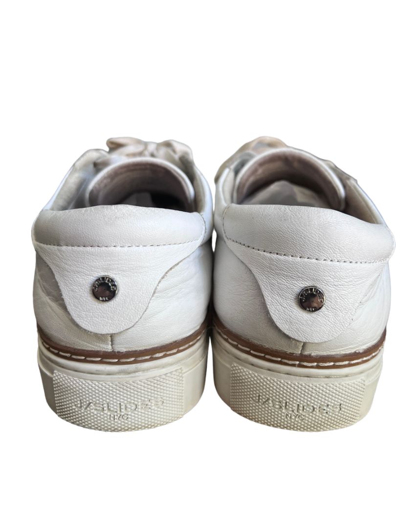 Size 9 JSlides Women's LUCKI Lace-up Round toe Platform Sneaker White Leather