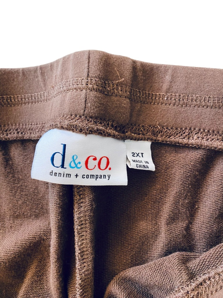 2XT Tall D&Co. Womens Brown Pull On Knit Pants Elastic Waist Pockets