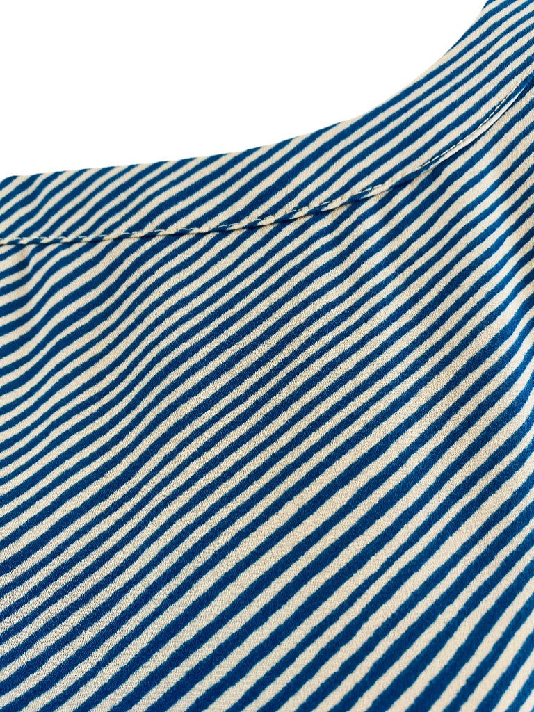 XSP Banana Republic Petite Turquoise Stripe Womens Short Sleeve Blouse