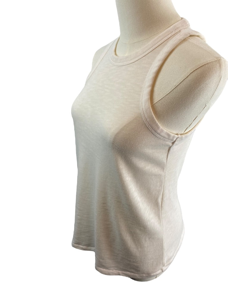 XS LOFT Womens Off White Tank Top Sleeveless Cotton Blend