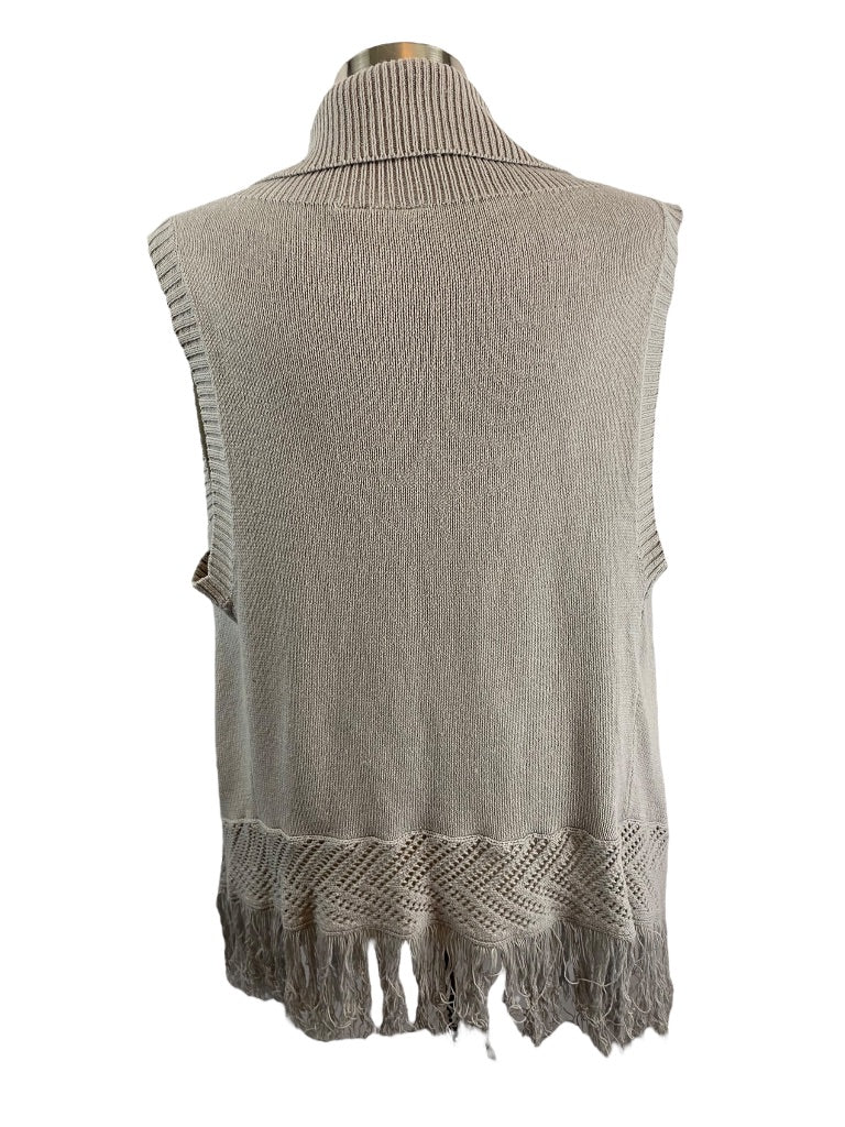 XL Cato Women's Shawl Color Fringe Vest Cardigan Sweater Single Closure