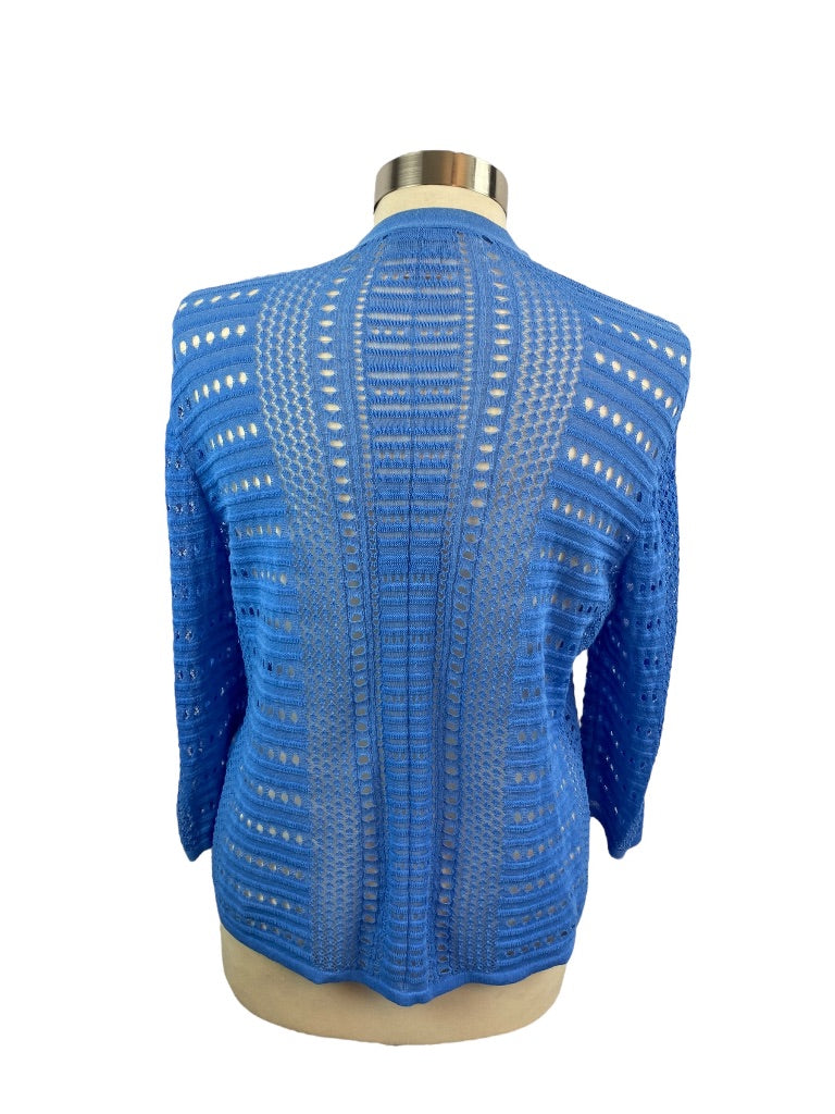 Large Chico's Women's Blue Summer Cardigan Loose Knit Open Sweater