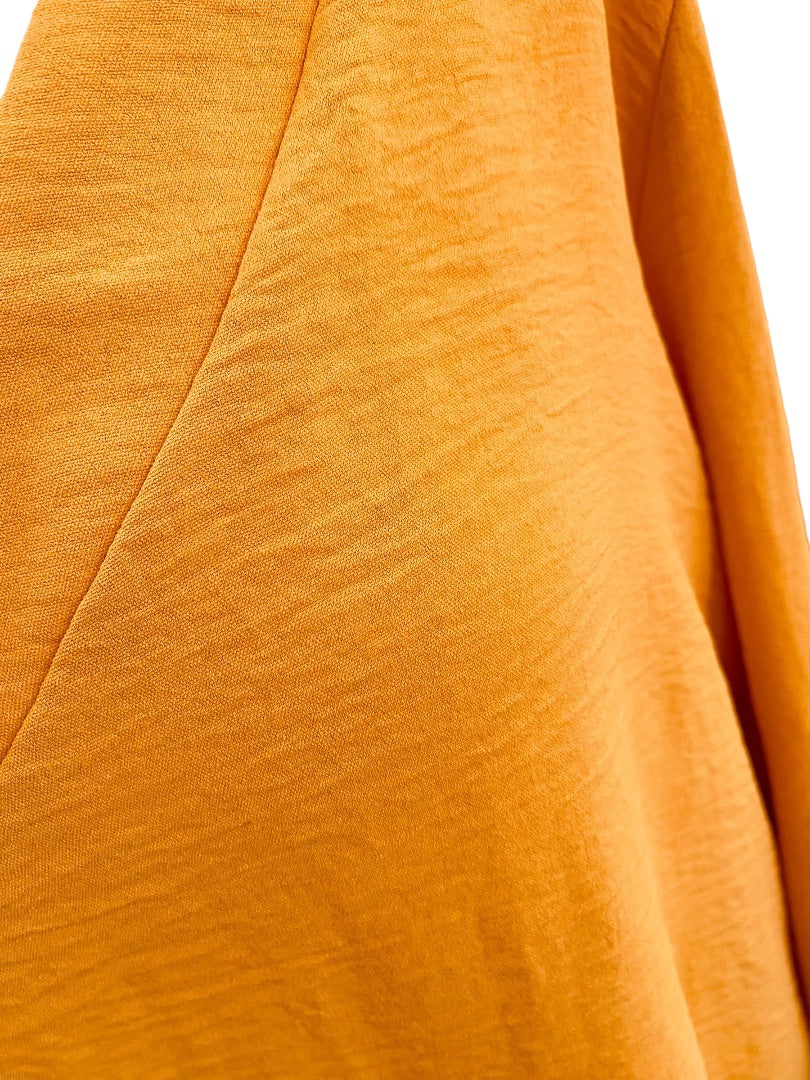 18/20 Asley Stewart Womens New Yellow Gold Crinkle V-Neck Pull Over Blouse Top