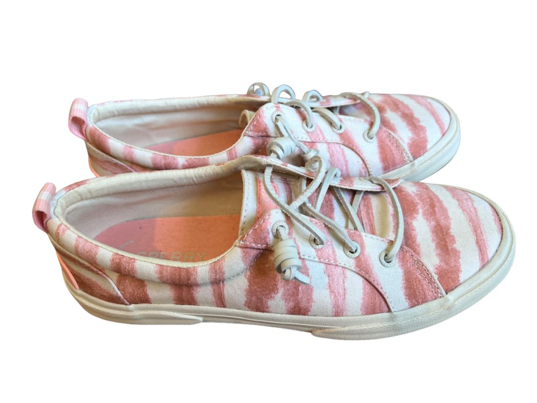 8.5 NWOB Sperry Lounge Away 2 Tye Dye Sneakers Peach Orange White STS87260