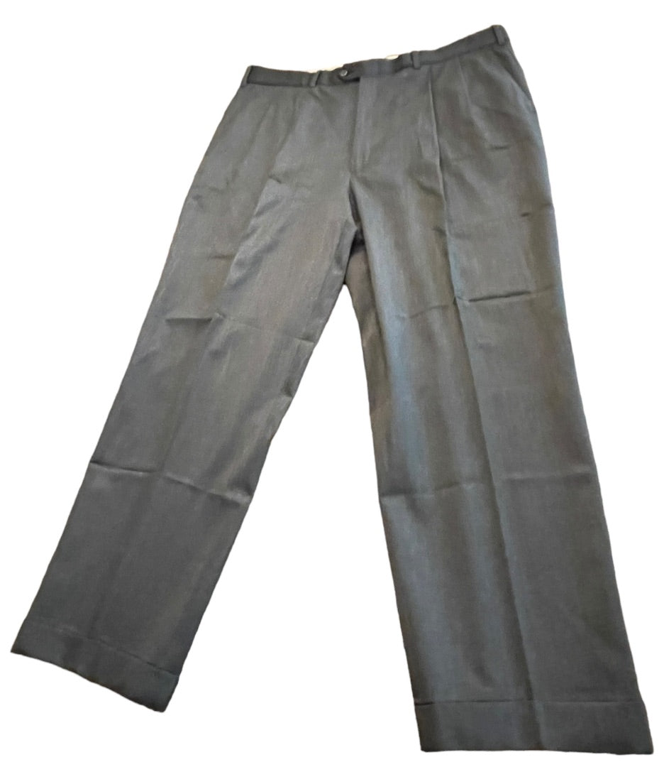 Size 40R JB Britches Nordsrom Mens Cuffed Pleated Winston Dress Pants Worsted Wool Mid Gray Italy