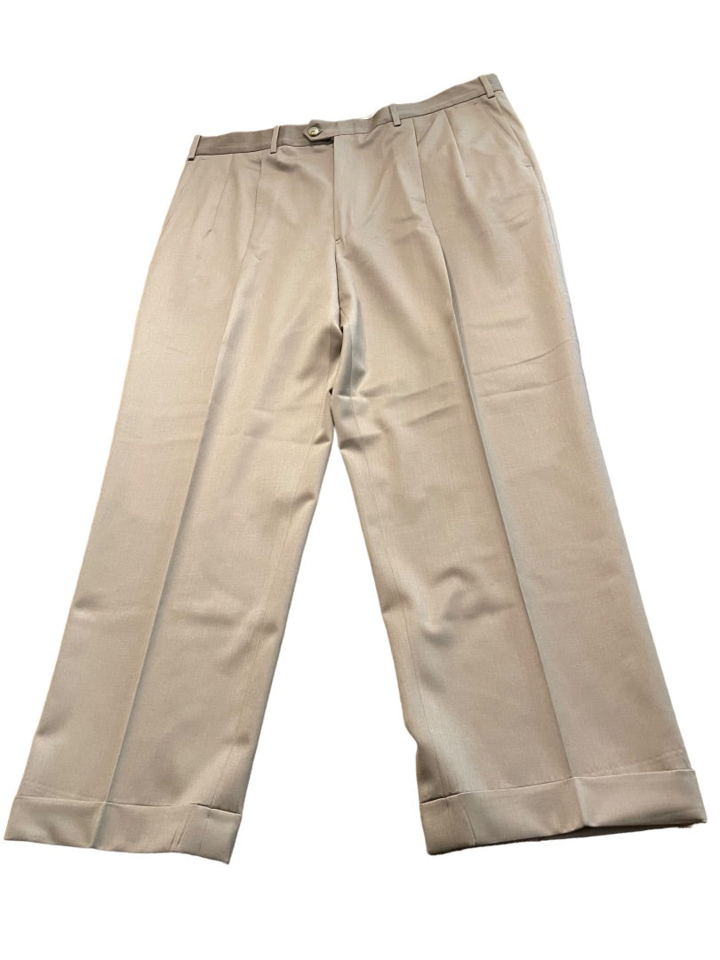 Size 40R JB Britches Nordsrom Mens Cuffed Pleated Winston Dress Pants Worsted Wool Tan Italy