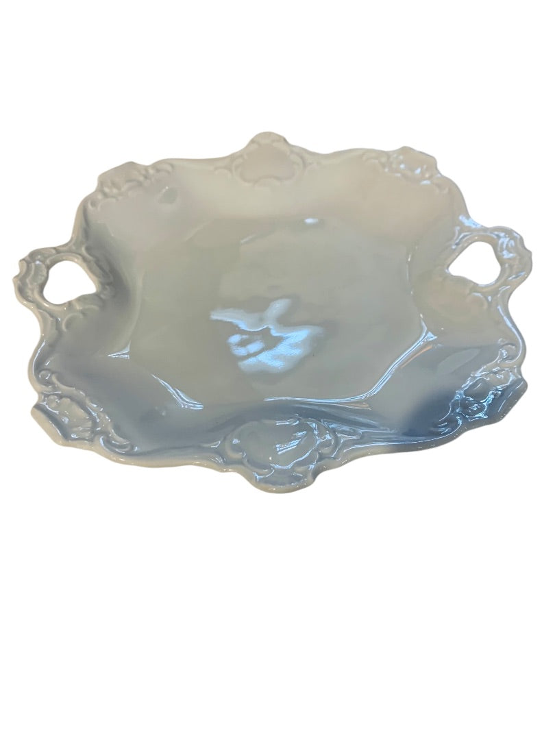 Kaiser Alka Kunst Vintage White Square Porcelain Handled Bon Bon Tray Dish 8.5 Inches