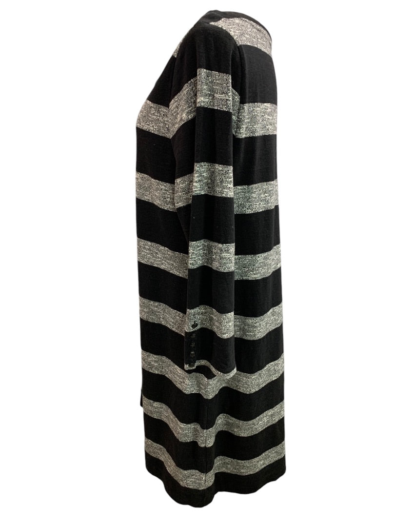 XL J.Crew Black Gray Boat Neck Dress Cotton Style 02665
