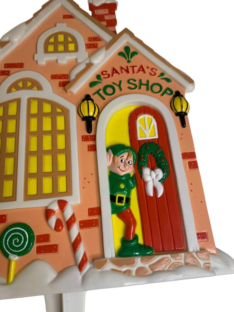 JSNY Santas Toy Shop Elf Plastic Christmas Yard Lawn Stakes Decor 1990s