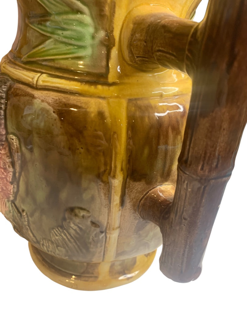 Belfields Prestonpans Scotland Majolica English Hawk Pitcher Repaired 9.5 Inch