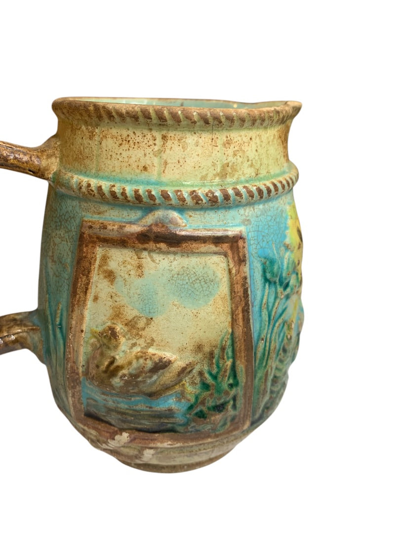Antique Majolica Fielding circa 1882 Duck Barrel Flower 5.25 Inch