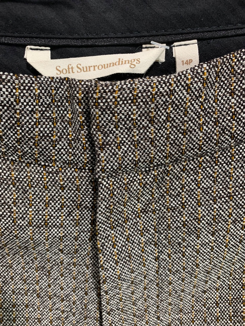 14P Soft Surroundings Womens Petite Brown Tweed Dress Pants