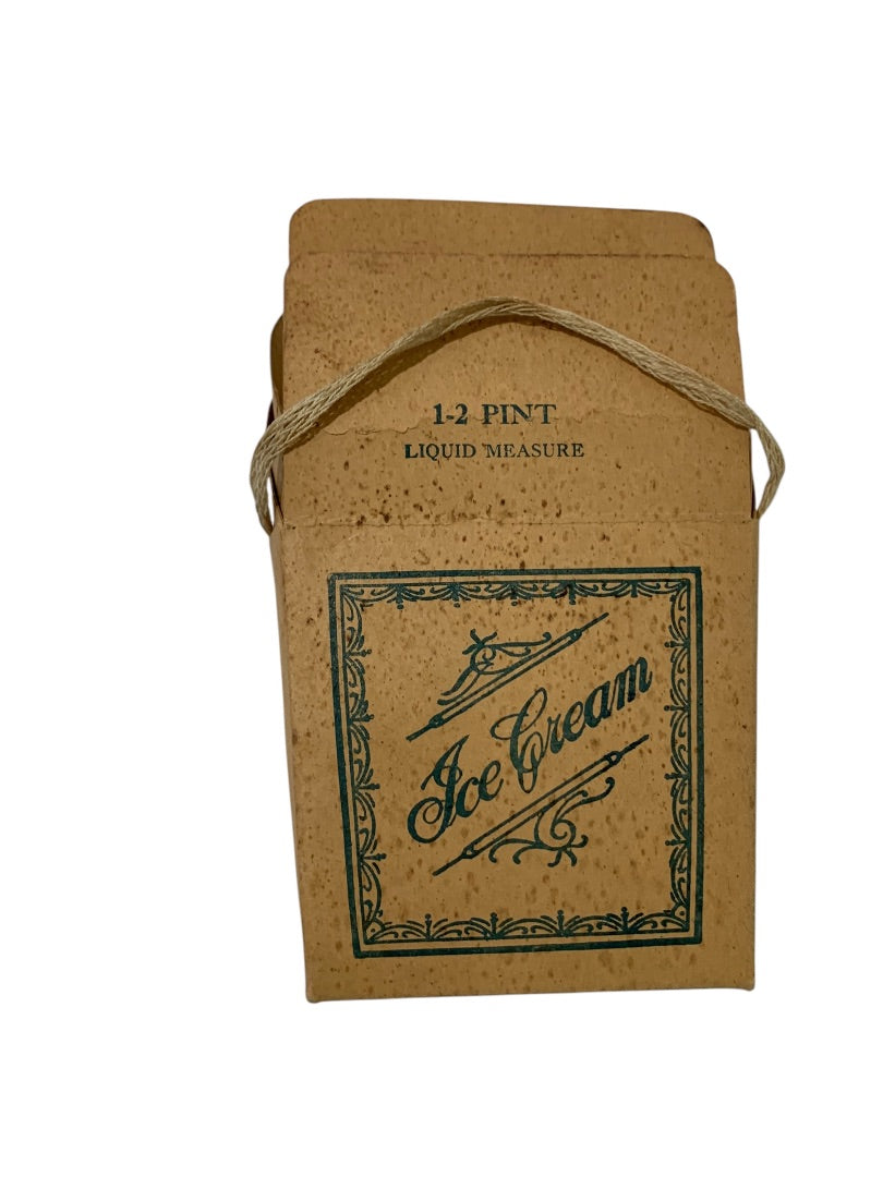 Set of 2 Antique Ice Cream Containers Paper 1/2 Pint Penna Approved