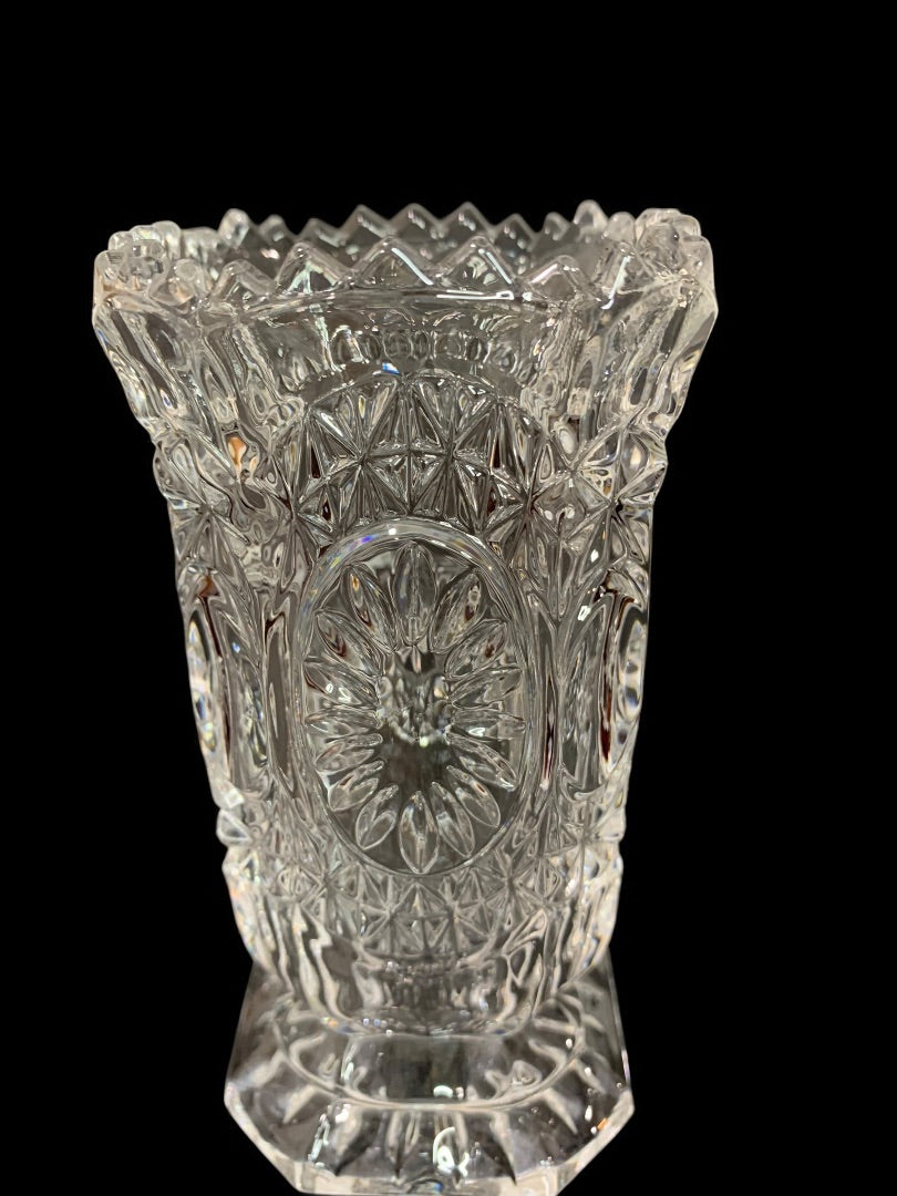 Lead Crystal Pressed Glass Ruby Red Bird Vase 5.75 Inches