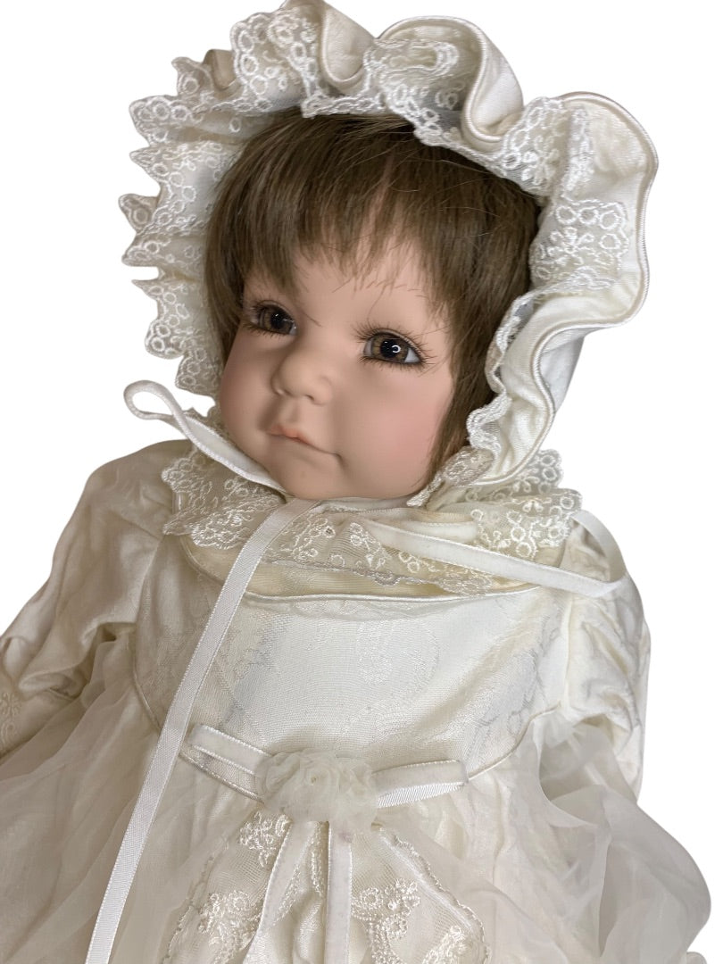 Adora Name Your Own Baby Christening Doll Porcelain 18 Inch JLY20092 Brown Eyes Hair