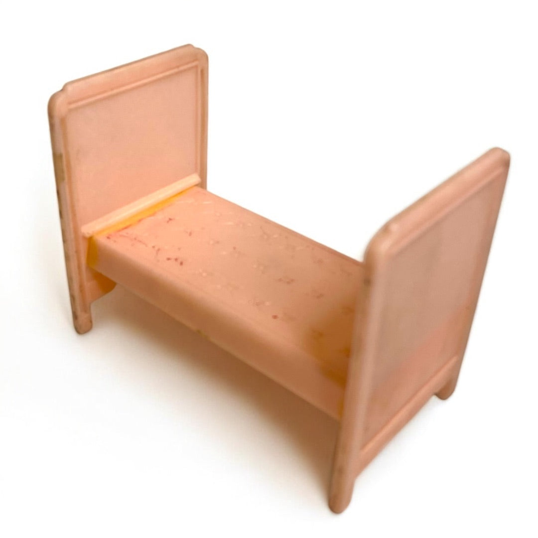 1950s Plasco Miniature Dollhouse Pink Child Bed 1:18 Headboard Footbed