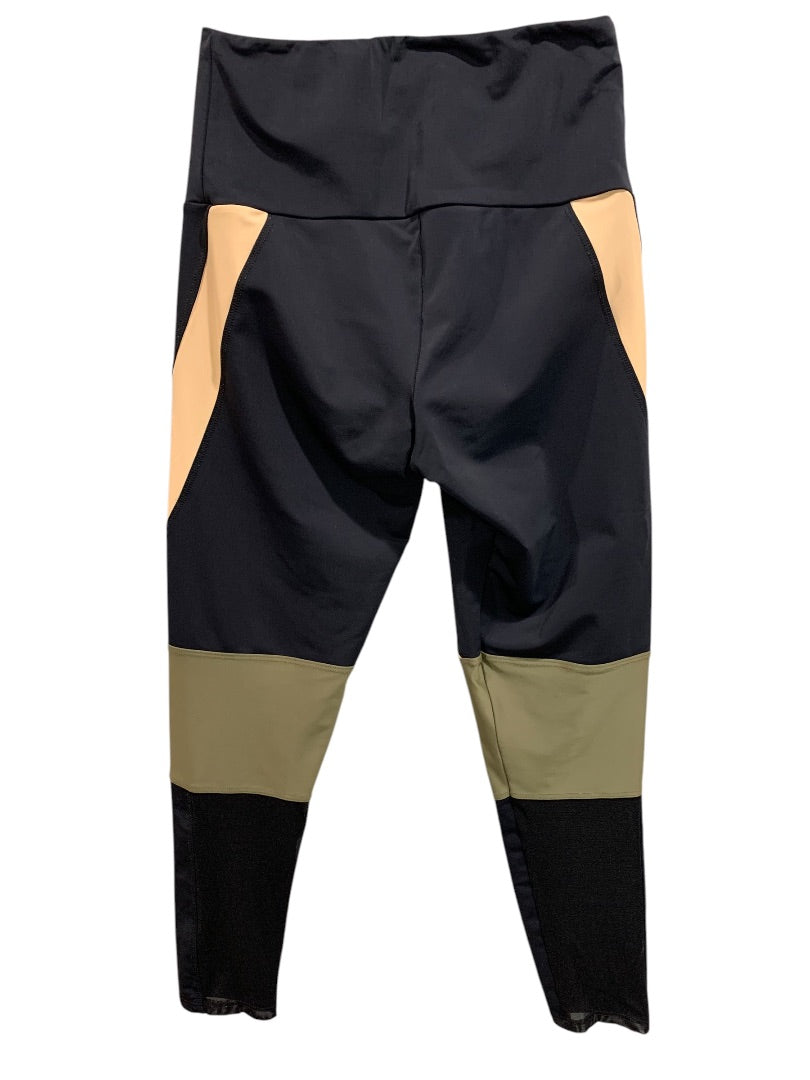 Medium Large Onzie Womens Activewear Leggings Color Block Mesh Calf