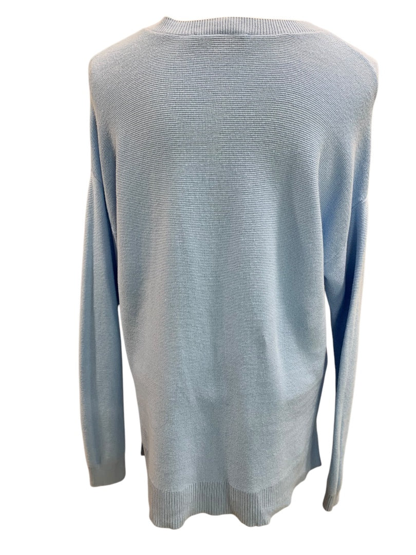 Medium LOFT Womens Powder Blue Lightweight V-Neck Sweater