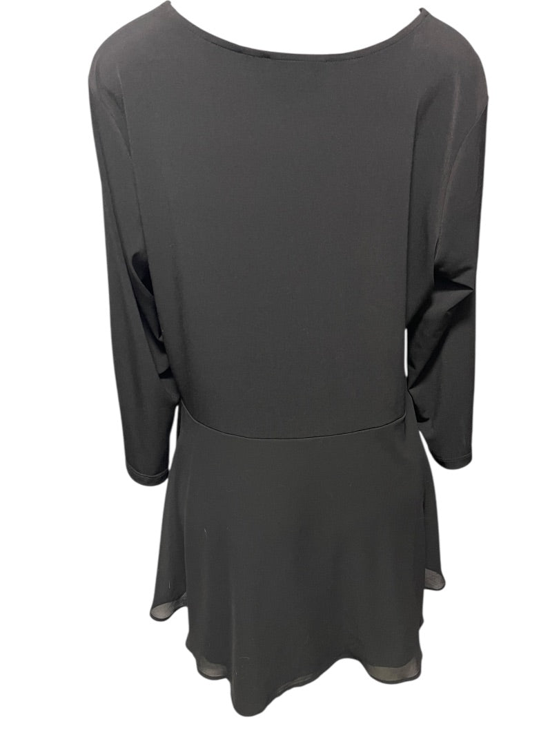 Large Susan Graver Womens Pullover Travel Knit Shirt V-Neck Black