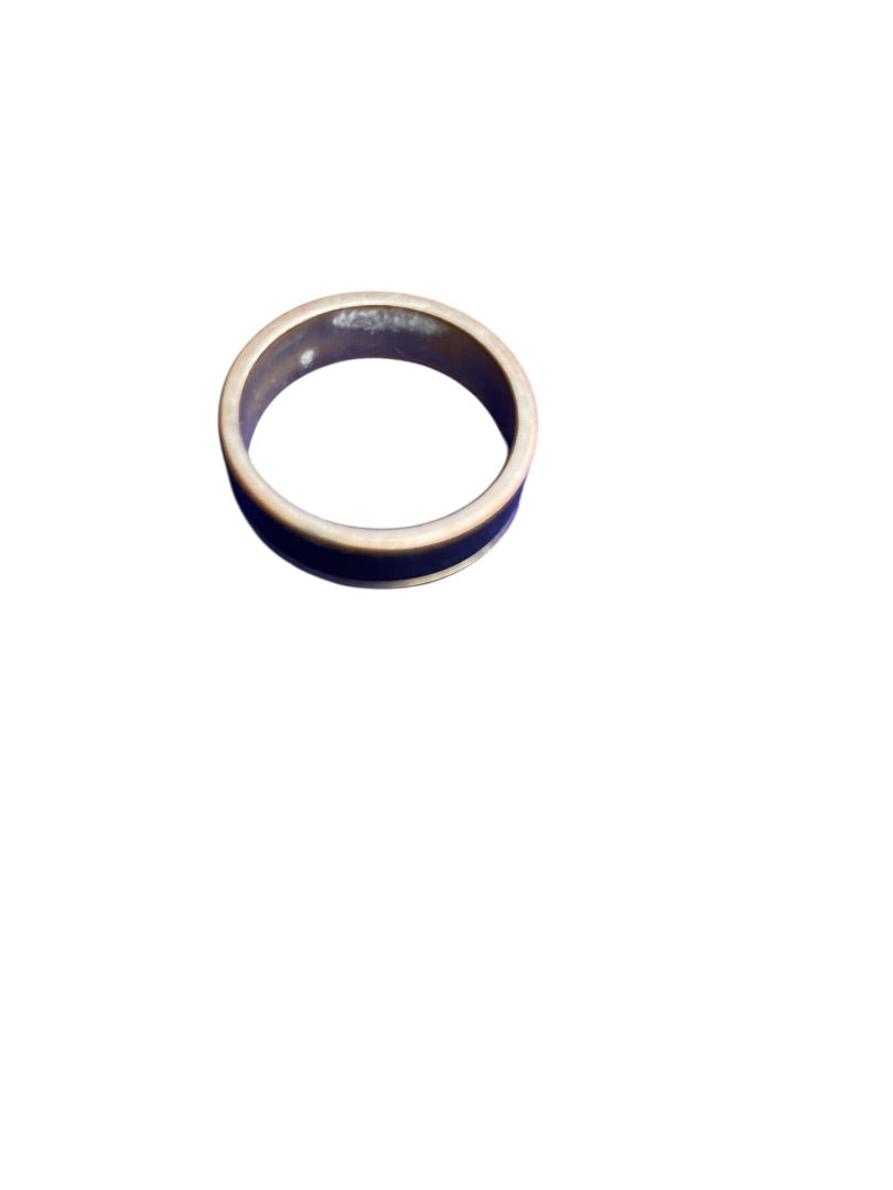 Size 8 Vintage Silvertone Black Enameled Ring Band 6mm