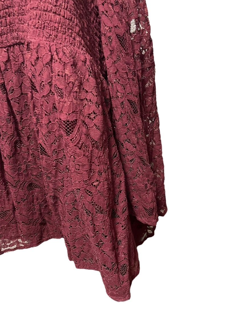 4X Torrid Womens Cold Shoulder Shirt Lace Smocked Bodice Blouse