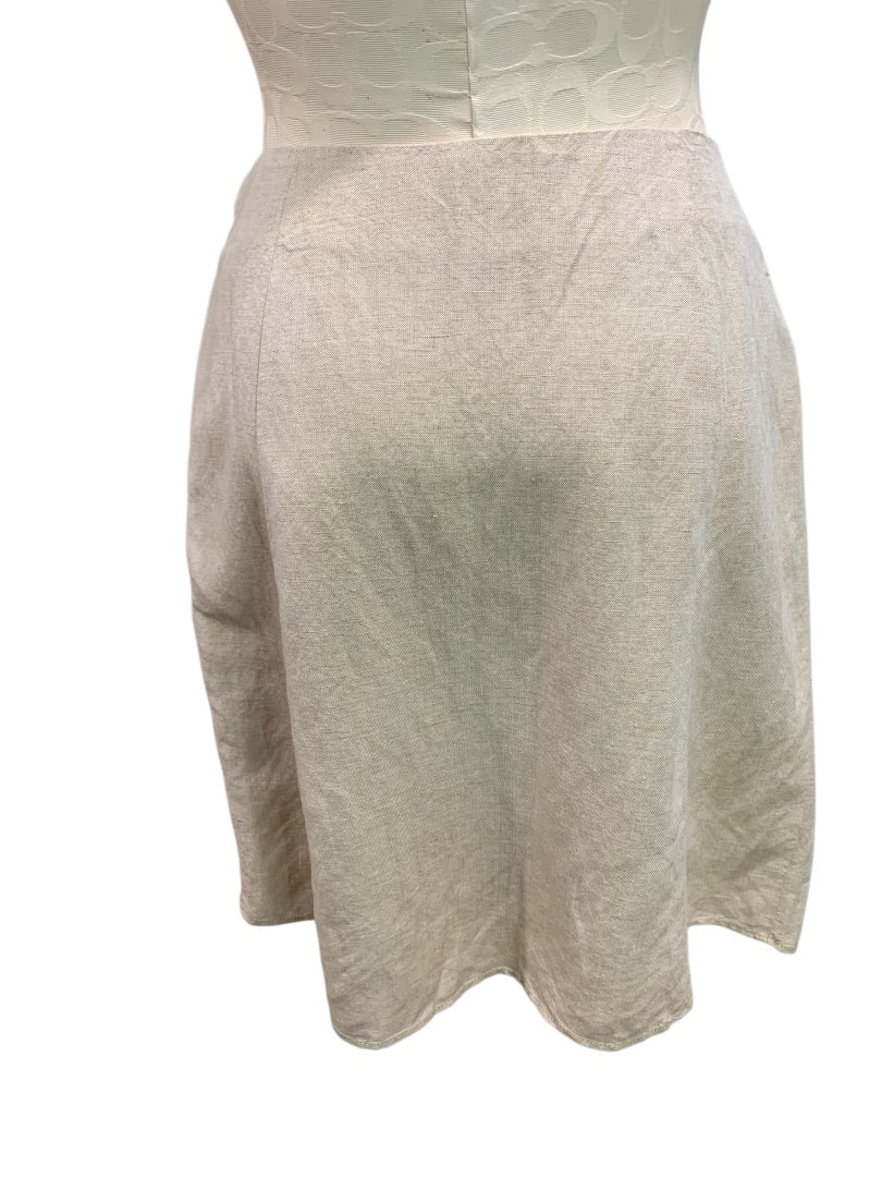 Size 4P Loft Petites Linen Blend Skirt Lined Tan Side Zip