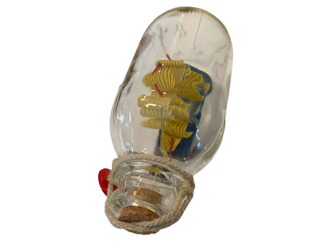 Vintage Ship In the Bottle Small Nautical Model of Tall Sail Ship 4 1/2" x 2 1/2"