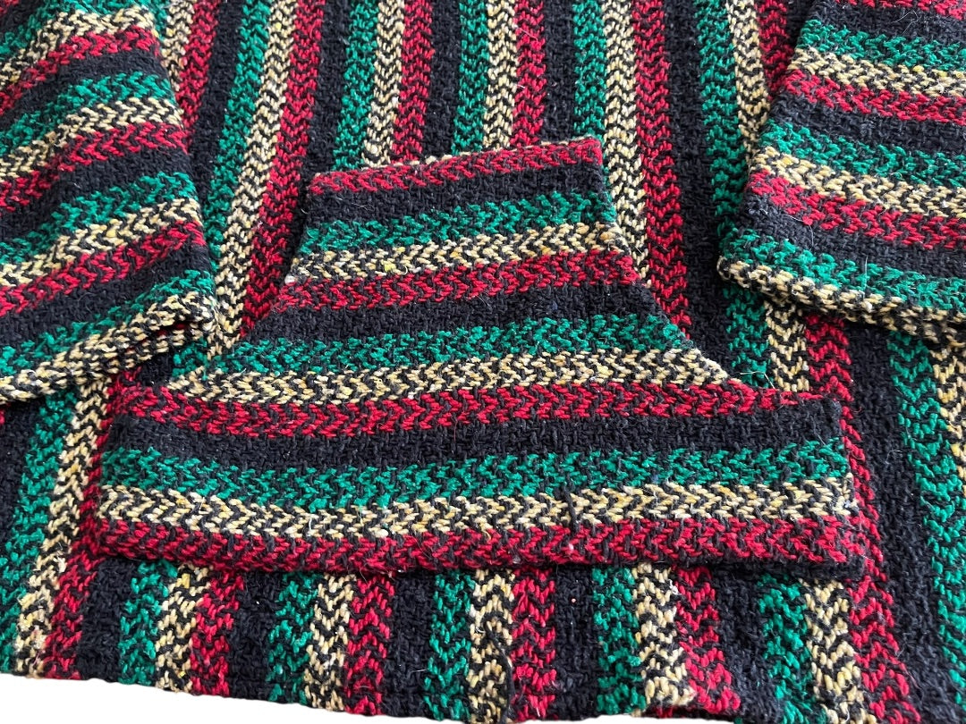 XL Baja Joe Warm Yourself Not the Earth Striped Rasta Hippie Hoodie Pocket