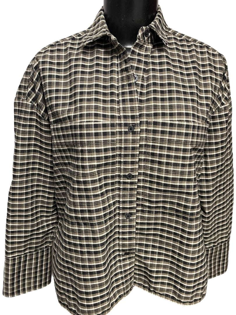 XXS Everlane Button Up Shirt Womens Oversize Collared Plaid Cotton Shirt