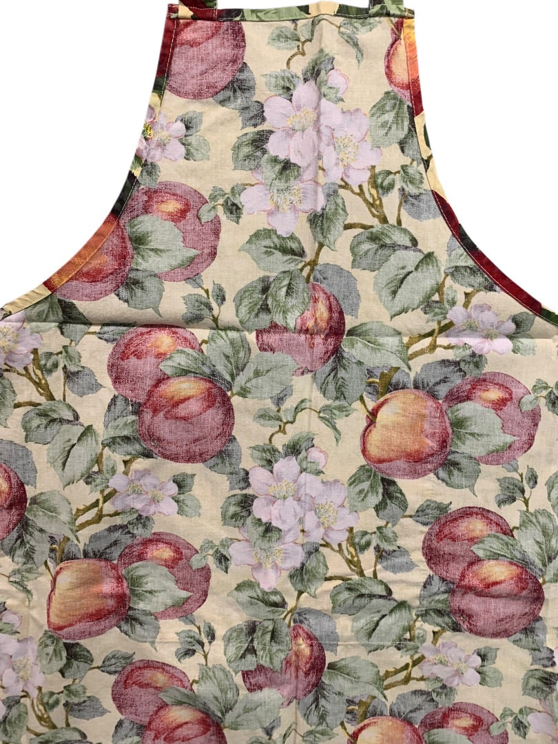 Vintage Bib Apron Handmade Pocket Apple Pattern