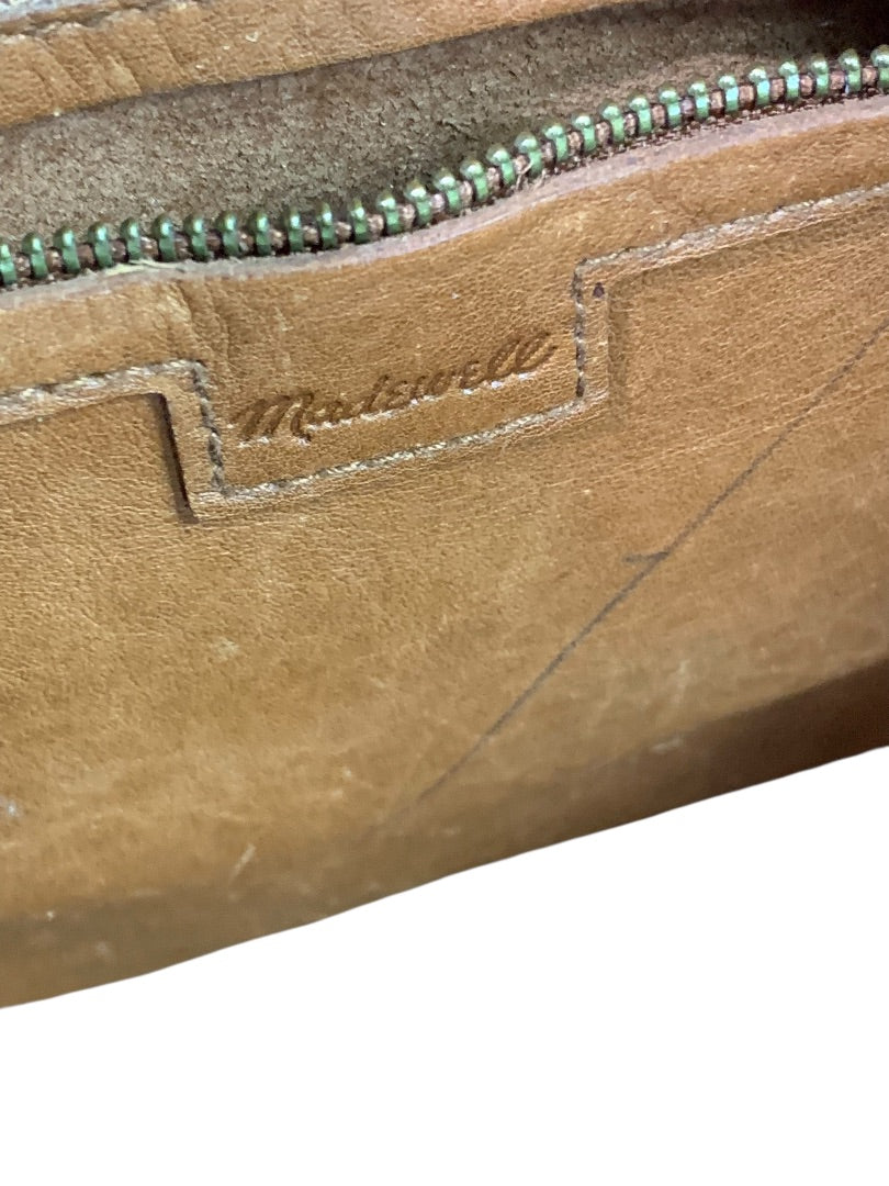 Madewell Brown Leather Transport Tote Shoulder Bag Zip Top Style J1952