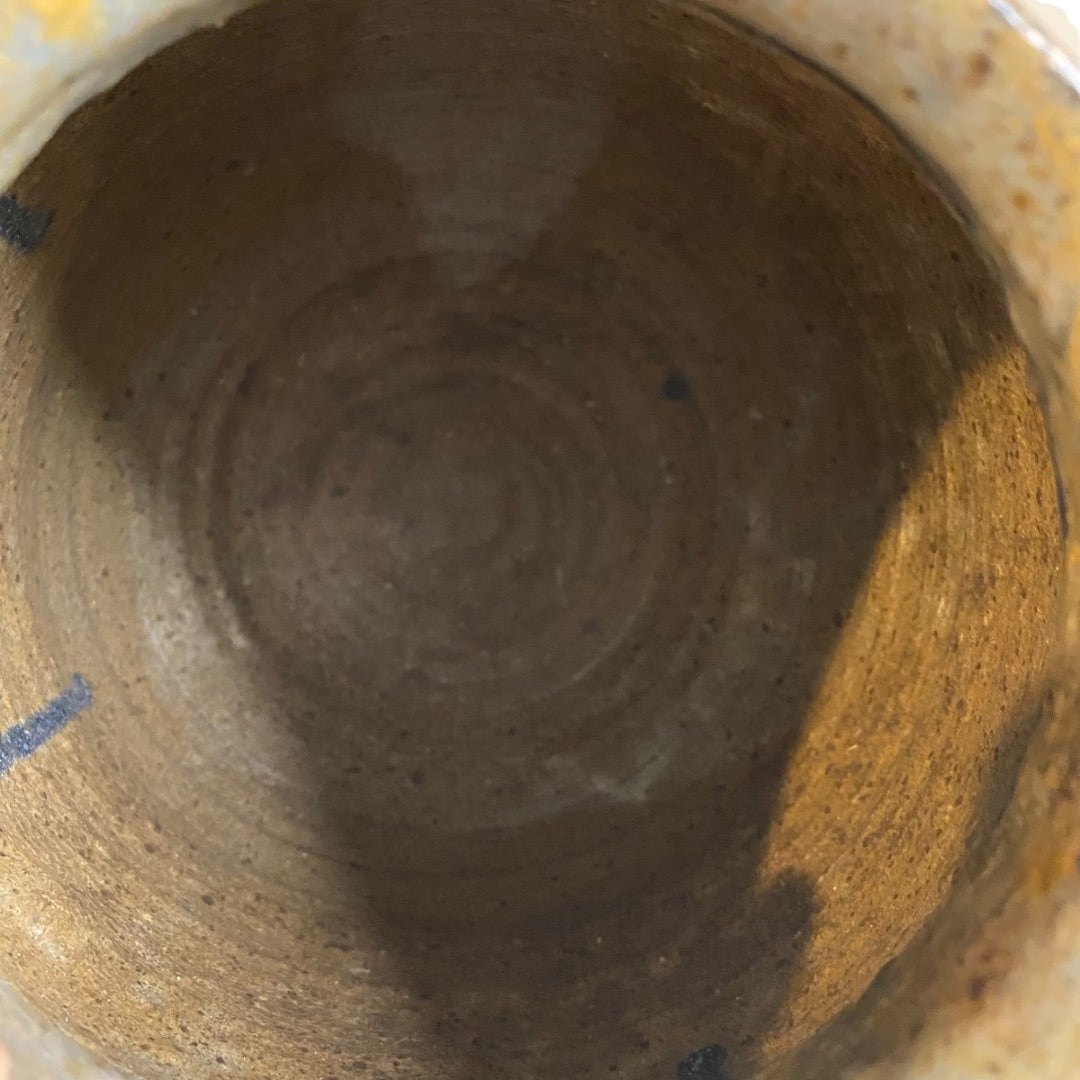 Vintage Hand Thrown Pottery Drip Glaze Vase Jar 10"h