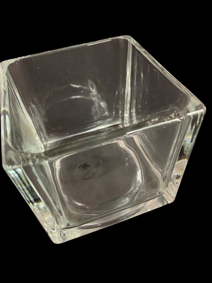 Home & Garden Clear Square Glass Vase Candle Holder 4" Cube