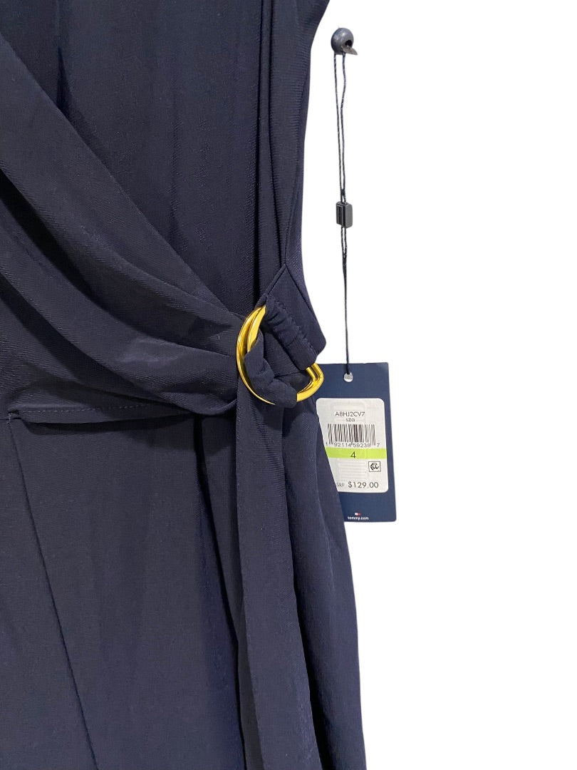 Size 4 Tommy Hilfiger New Navy Blue Sleeveless Womens Jumpsuit Pockets