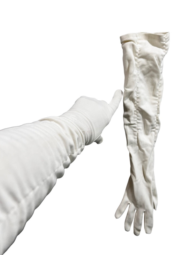 Size 6 Women's White Evening Gloves Stretch Vintage 1960s