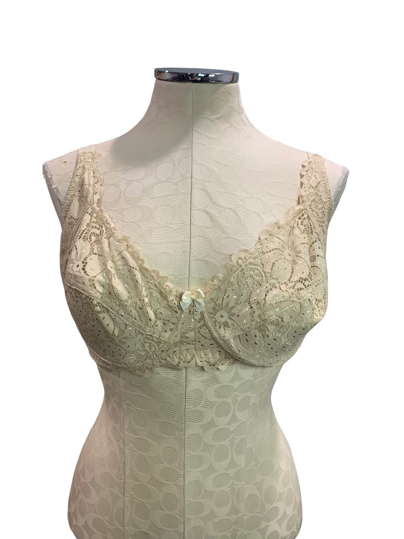 38DD Light Beige Women's New Underwire Push Up Bra Lace Trim