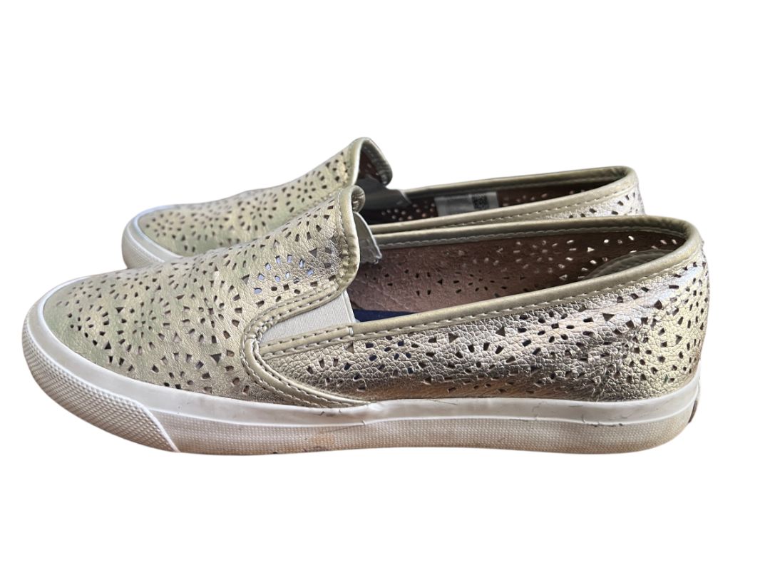 9.5 Sperry Gold Metallic Cut Out Slip-On Sneakers Shoes