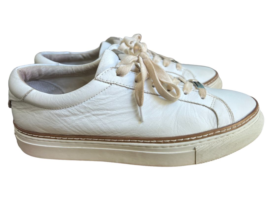 Size 9 JSlides Women's LUCKI Lace-up Round toe Platform Sneaker White Leather